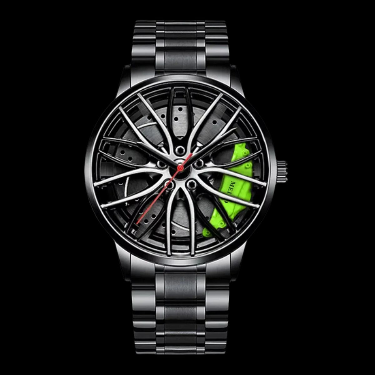 Car Watches for Men Waterproof Stainless Steel Quartz Wrist Watch Sports Men'S Watches with Car Wheel Rim Hub Design